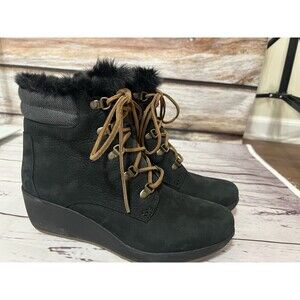 Sperry Women's Boots Black Leather Fur Lined Size 10 M